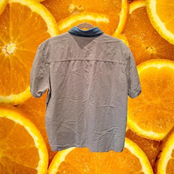 GRANDMA Chic Checkered with Flowers and a Denim Collar Button Up Size 18/20 - Picture 5 of 5